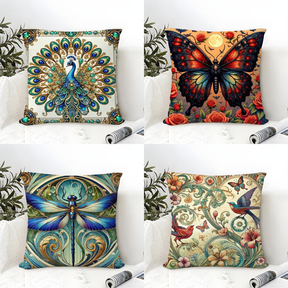 Natural Animal And Colorful Floral Decorations Pillow Case Linen Pillow Case Sofa Home Decor Cushion Cover Cushion Cove
