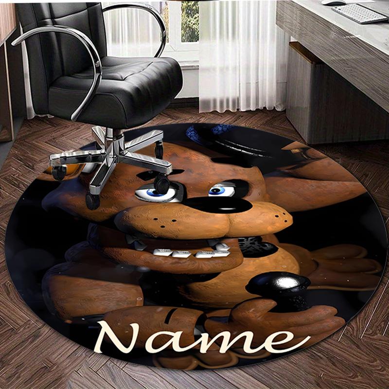 Personalized F-Freddy bear Round Chair Office Rug - Perfect for Mat, Office Chair & More - Ideal Gift for Birthdays and Holidays