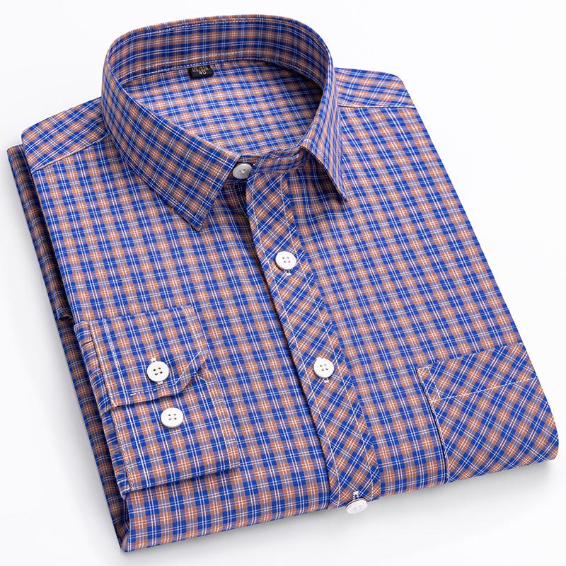 Spring Summer Thin Men's Shirt Long-Sleeved Cotton Plaid Shirt Formal Fashion Soft Breathable Classic Basic Casual  Shirts