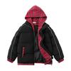 Unisex Retro Plaid Hooded Cotton Puffer Jacket Thick Warm Loose Fit Winter Outerwear