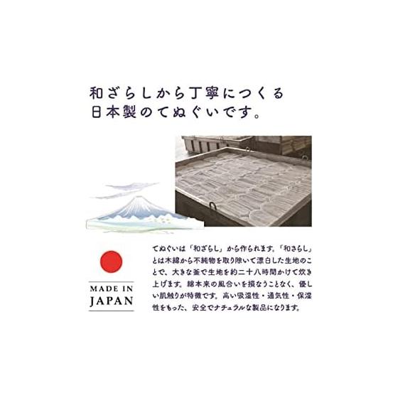 Fukutoku Sangyo Plain Tenugui Towel, 100% Cotton, Navy Blue, 33x100cm, Made in Japan, Soft, Pre-washed, Raw Cotton Feel, Absorbent, Breathable,