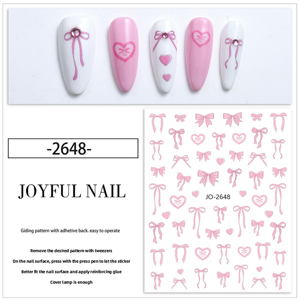 3D Ribbon Cute Silk Bowknot Nail Art Stickers Siders Self-Adhesive Kawaii Nail Decals Decoration DIY Manicure Accessories