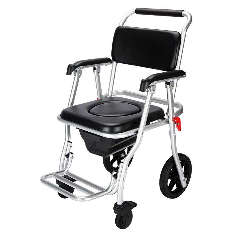 Elderly People with Wheeled Toilet Seat Mobile Folding Shower Disabled Paralyzed Elderly Portable Shower Chair