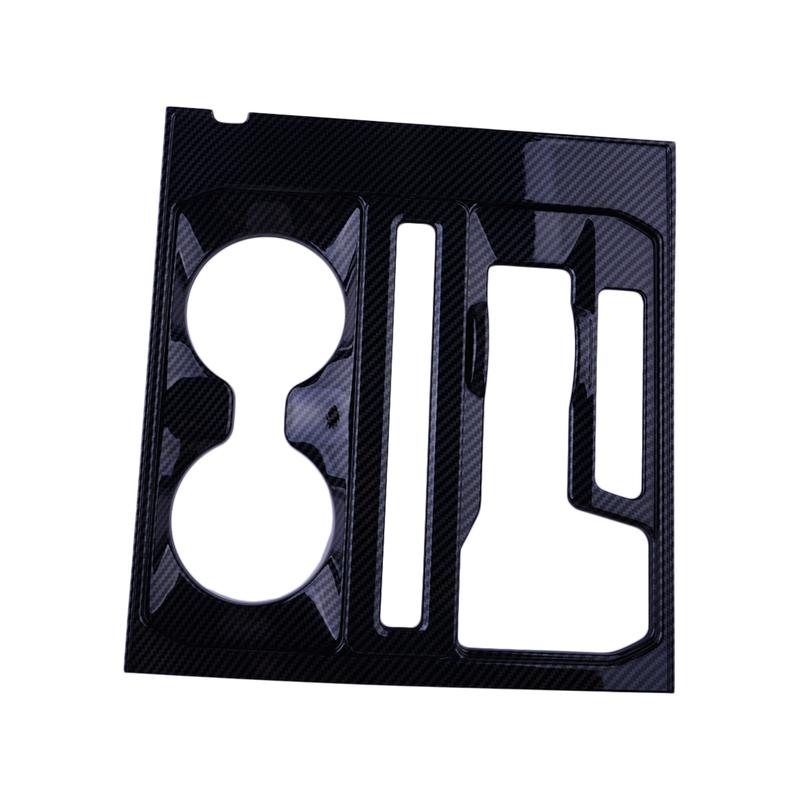 Center Console Gear Shift Box Water Cup Holder Panel Cover Trim Black Carbon Fiber Style Fit for Ford F-150 - LHD