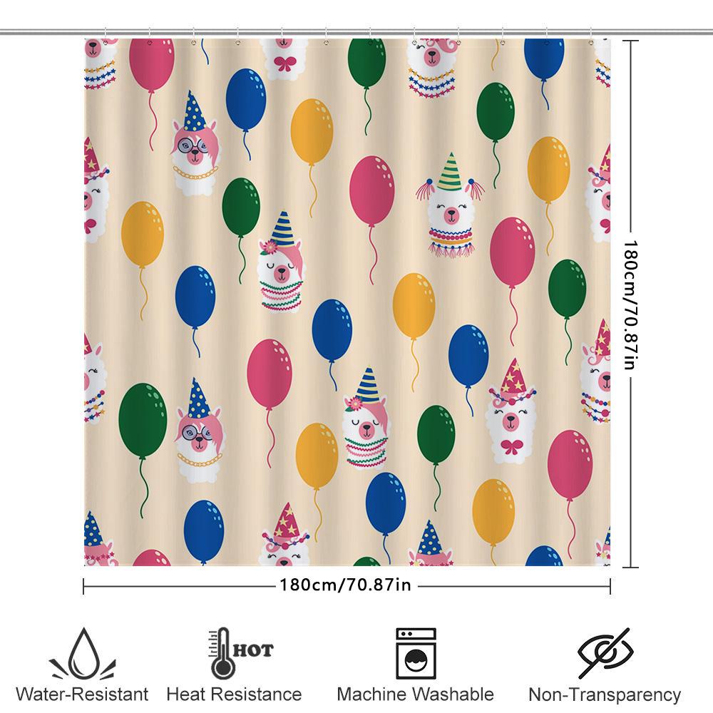 Party Animal Party Balloon Shower Curtain For Bathroom Decor