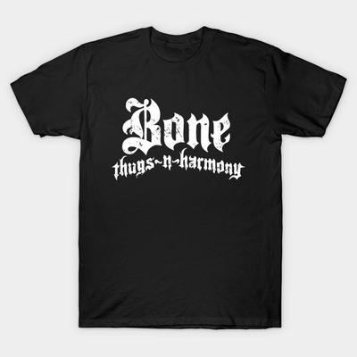 Herren Schwarzes Print-T-Shirt Bone Thugs N Harmony No-Cut Transferpapier Druck Baumwoll-T-Shirt