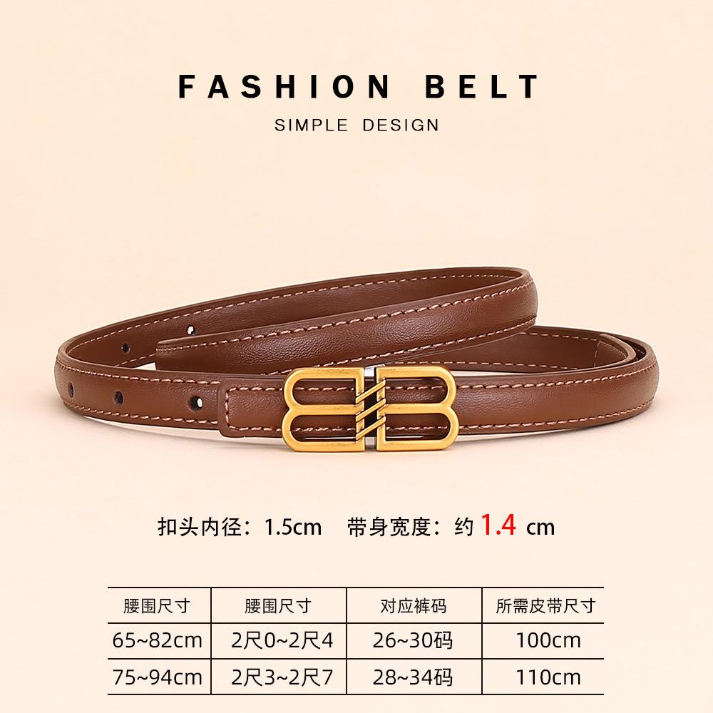 Paris Home Belt Women'S Leather Dress Belt Thin Belt Women'S High-End Dense