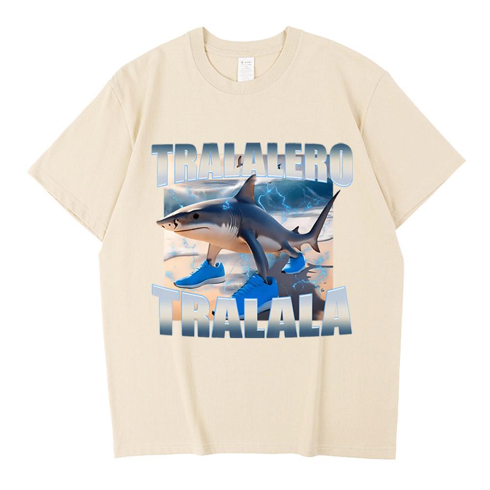 Tralalero Tralala Bootleg Brainrot Italian Brainrot Meme T-Shirt Funny Shark Graphic High Quality Cotton Short Sleeve T Shirt