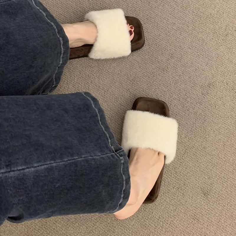 Mode Pelz Leopard Damen Hausschuhe Flats Mode Baumwollschuhe Designer Winter Gemütliche Stiefel Frau 2025 Lässig Kleid Zapatillas De Mujer