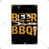 Dad's BBQ Party Metal Tin Plaque Retro Tin Signs Barbecue Rules Slogan Plate Vintage Grill Poster Yard Garden Kitchen Wall Decor