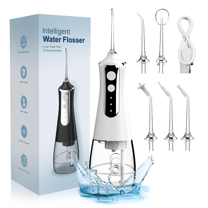 Irigator Oral Dentar de Uz Casnic Water Flosser Mașină de Curățare Orală 5 Duze 3 Moduri Reîncărcabil prin USB Rezervor de Apă de 300ml