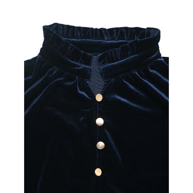 YYFS Women's Fashion Casual Spring Autumn Solid Color Print Long Sleeve V-Neck Blouses & Shirts