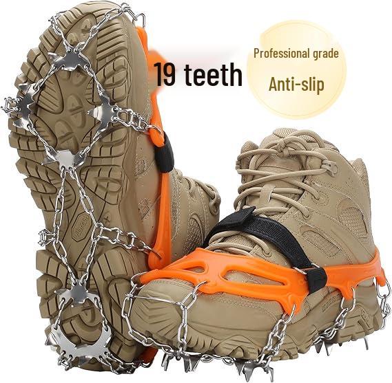 Crampones de Hielo de Acero Inoxidable de 8/10 Dientes para Exteriores: Cubiertas antideslizantes para raquetas de nieve para escalada y senderismo