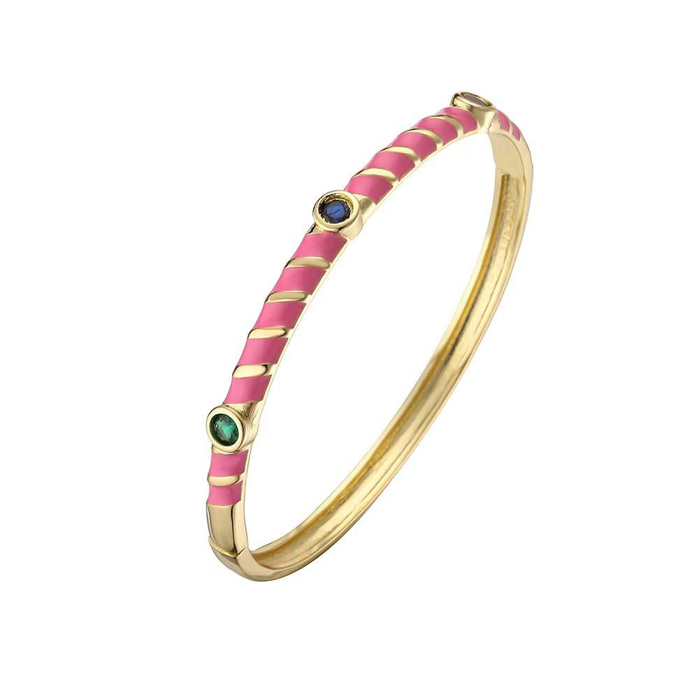 New Retro Colorful Zircon Closed Fashion Bracelet Simple Enamel Rainbow Color Women's Bracelet