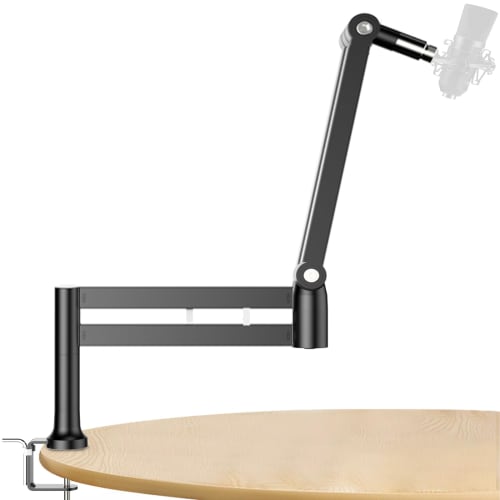 

[2025 Latest Evolution, Space-Saving] Multi-Angle Adjustable Microphone Arm, 360 Rotation, Tabletop Microphone Stand, 3-Way Use, Extendable and Folda