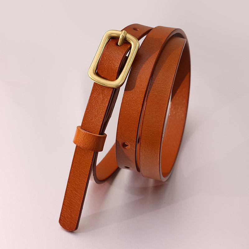 Dames Utsøkt Høy Kvalitet Allsidig Business Pendling Mote Ekte Skinn Tynt Belte for Damer Chic Dameskinnbelte Kuskinn