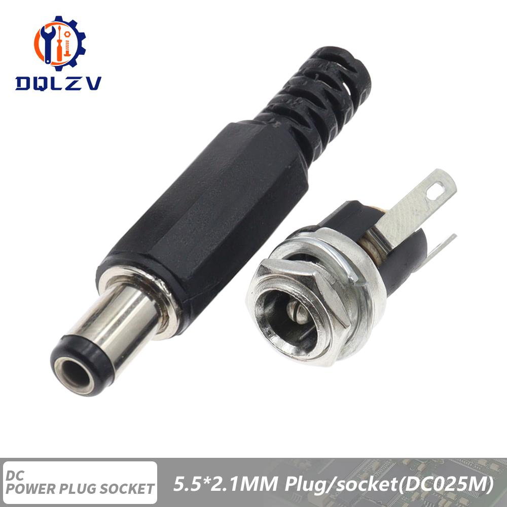 DC Connectors 5.5x2.1mm 3.5x1.3mm DC Power Female Jack Socket Nut Panel Mount DC Power Adapter Connector DC-099/005/022B/25M