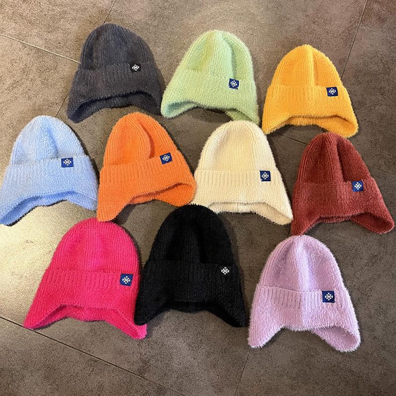Soft Polyester Knit Ear Cover Hat For Autumn Winter Casual Womens Wear