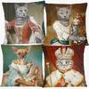 Viktorianische Vintage Tierporträts Kissenbezug Königliche Dame mit Blumenstrauß Weibliches Haustier Katze Hund Kissenhülle