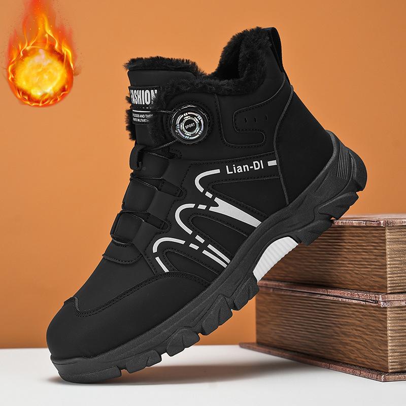 2025 Winter New Velvet Thickened Cotton Shoes Men's Shoes Versatile Warm Boots British Style Fashion Trendy Shoes