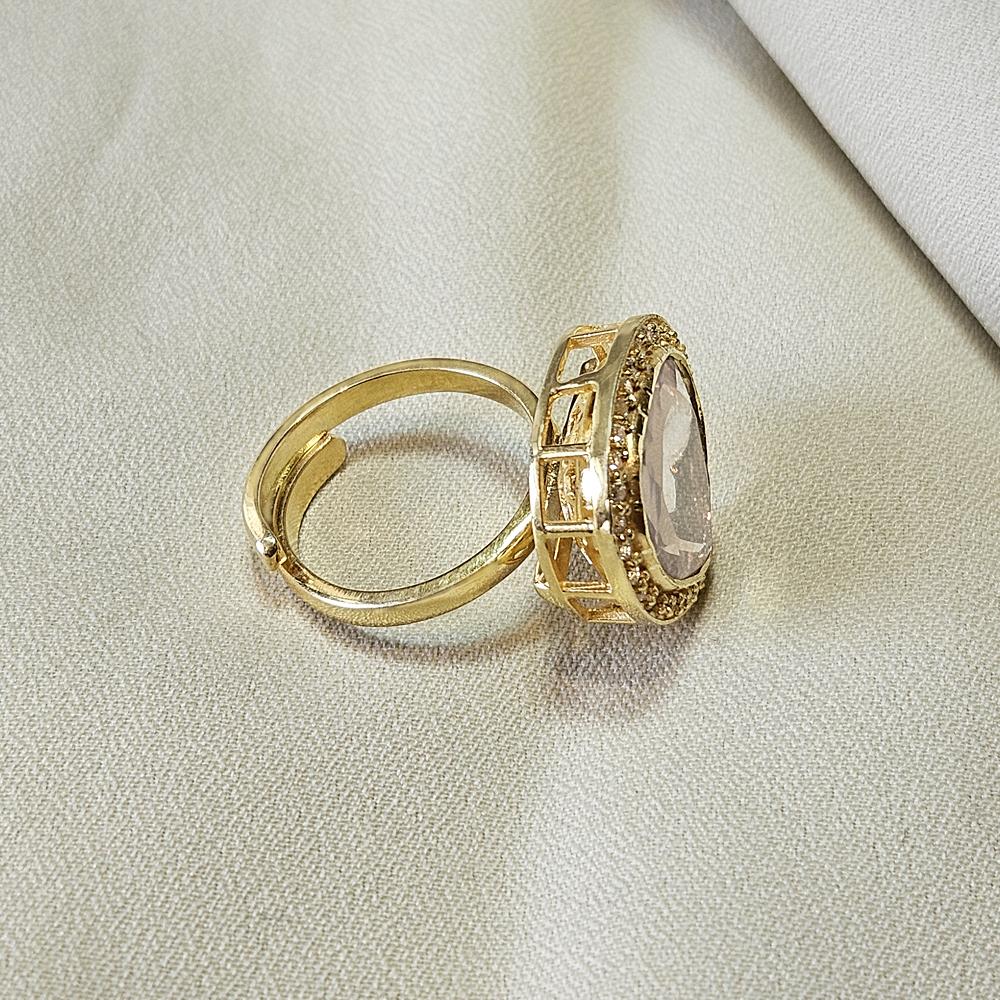 Arisha Silver Gold Plated 925 Sterling Silver Ring, Handmade Kundan Jewelry with Moissanite and Cubic Zirconia for Women, Indian Jewelry