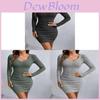 Euro Style Bodycon Dress With Ribbed Fabric And Vneck For Casual Winter Wear