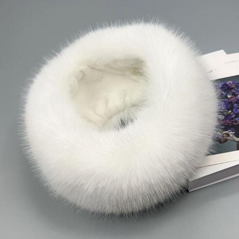 Fluffy Fur Women'S Winter Hat Warm Ear Protection Snow Ski Cap Female Faux Fox Fur Headband Hat Windproof  Hat