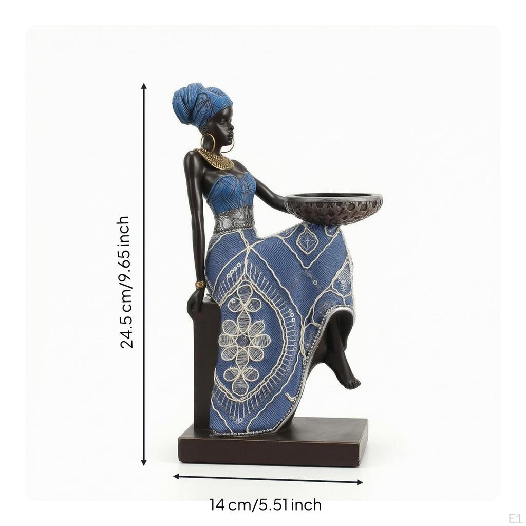 African Lady Figurine Candle Holder Afrocentric Woman EthnicInfluenced