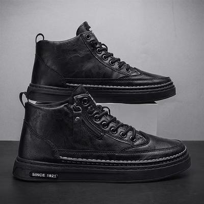 Autumn New Men's Shoes Outdoor Fashion High-top Thick-soled Heightening Dirt-resistant Leisure Trend Versatile Tooling Shoes