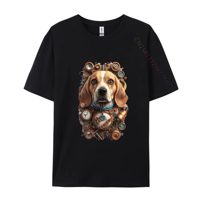 Funny Beagle Dog TShirt Mechanical Engineer Dog Cosie Printed Tops Tees Retro Cotton Men Top Tshirts
