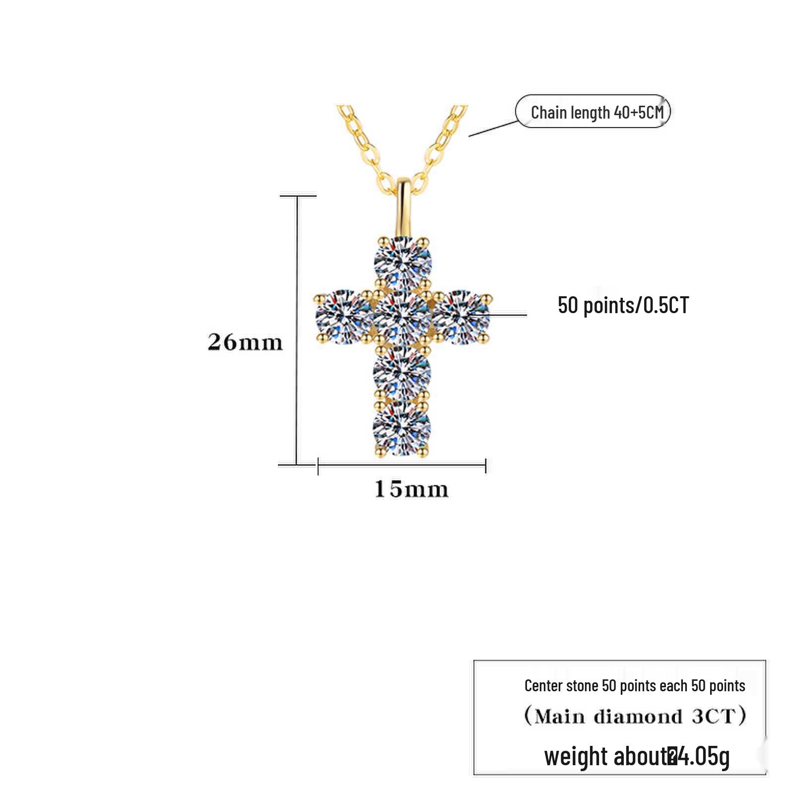 

Женское геометрическое ожерелье-подвеска в виде креста из стерлингового серебра 925 пробы с муассанитом 3 карата
