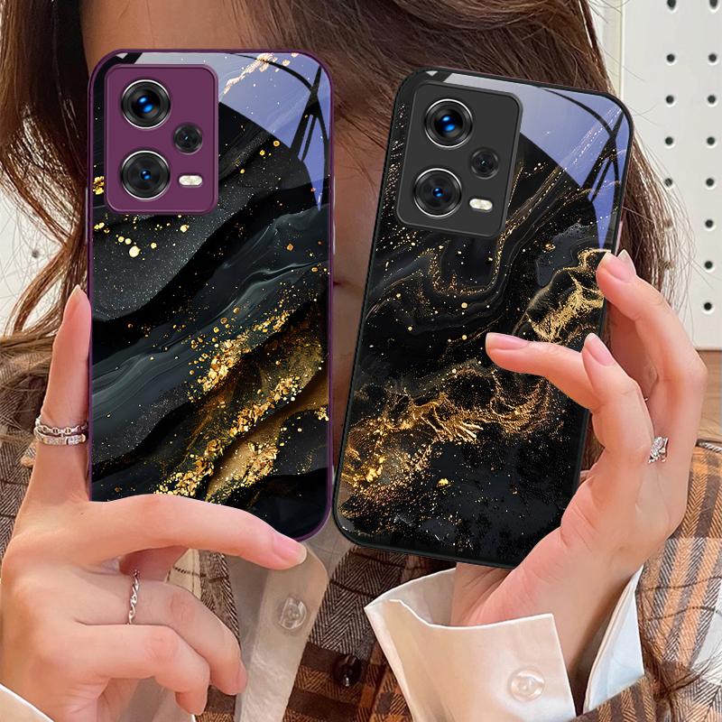 Preto Dourado Escuro Para Xiaomi 14 Ultra 13 Lite Redmi Note 13 11 Pro 12 Plus Poco X6 3 Pro F4 6 GT Capa de Vidro Temperado para Celular