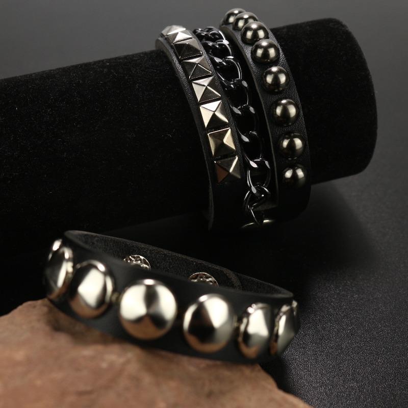 Set de pulseras Meier - joyería unisex de cuero de PU, pulsera de cuero trenzado retro hip-hop europeo y americano DIY