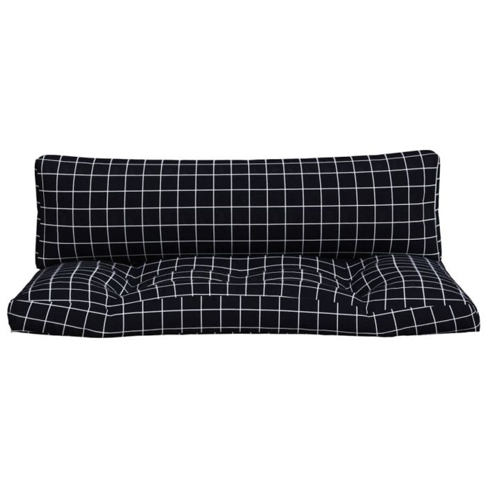 VidaXL Pallet Cushions 2 Pcs Checkered Pattern Black Oxford Fabric 360938