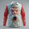Christmas Men's Long Sleeve 3D Shirt, Santa Claus Grid  Plaid Print, Modern Streetwear Style, 2025 Autumn Winter Casual Top