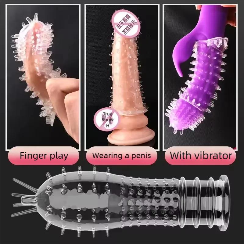 1PCS Reusable Dotted Spike Penis Sleeve for Men Delay Ejaculation Adult Sex Toy Cock Extender Dildo Cover