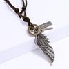 Alloy Two-Circle Pendant Necklace with Genuine Leather Cowhide Cord