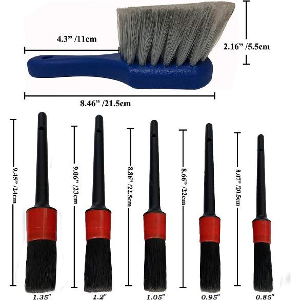 7Pcs Wheel & Tire Brush, Car Detailing Kit, 17Inch Long Soft Wheel Brush 5 Car Wash Detail Brush Car Wash Kit For Cleans Dirty Tires & Releases Dirt