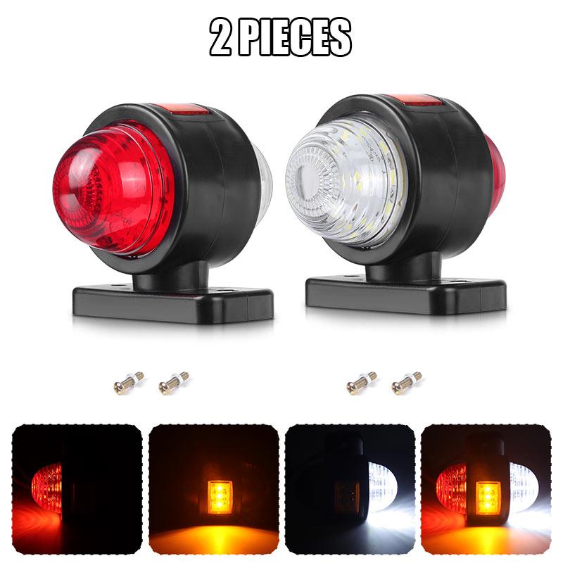 3-sides White Red Amber LED Side Marker Light Rear Brake Tail Light Stop Warning Parking Lamp For Truck Trailer Lorry RV 12V 24V