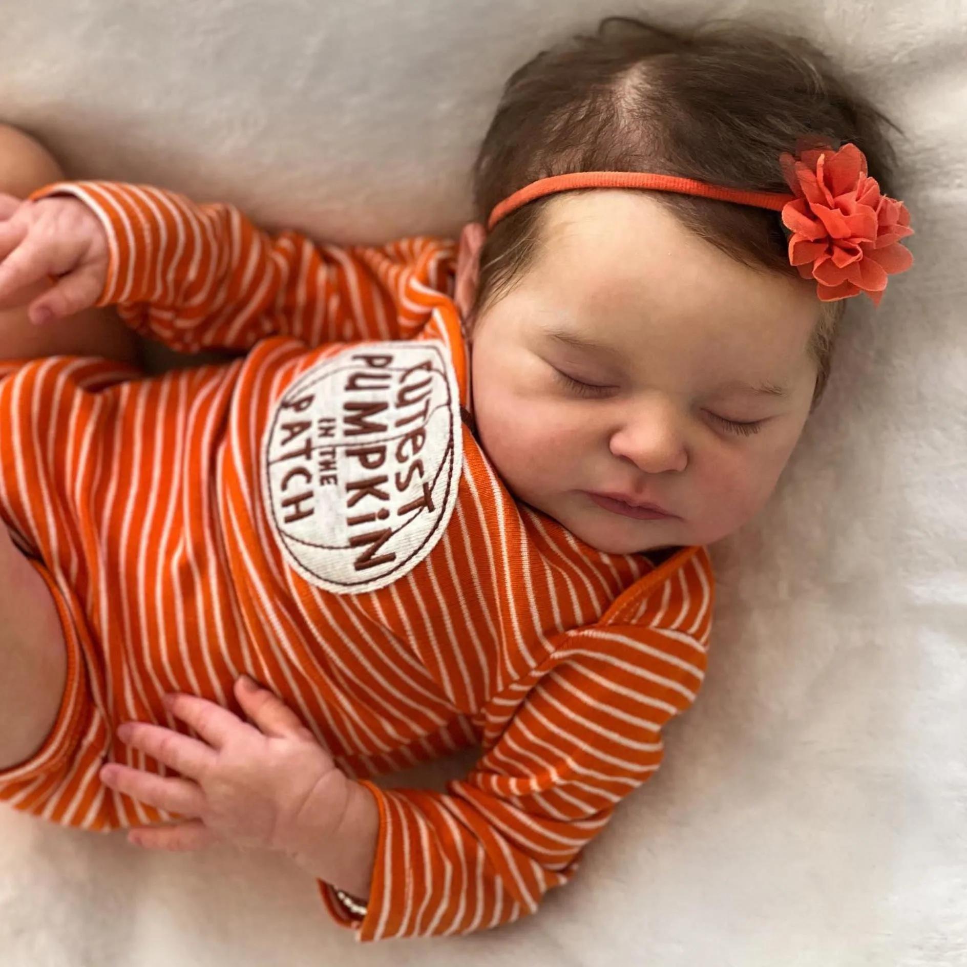 

BZDOLL 50cm 20inch Soft Vinyl Asleep Reborn Baby Art Baby Doll Toy for Girl Lifelike 3D Skin with Visible Veins Kid Gift cloth body doll