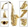 Brass Golden Carve Pattern Bb Bend Althorn Soprano Saxophone Sax Pearl White Shell Buttons Wind Instrument with Case