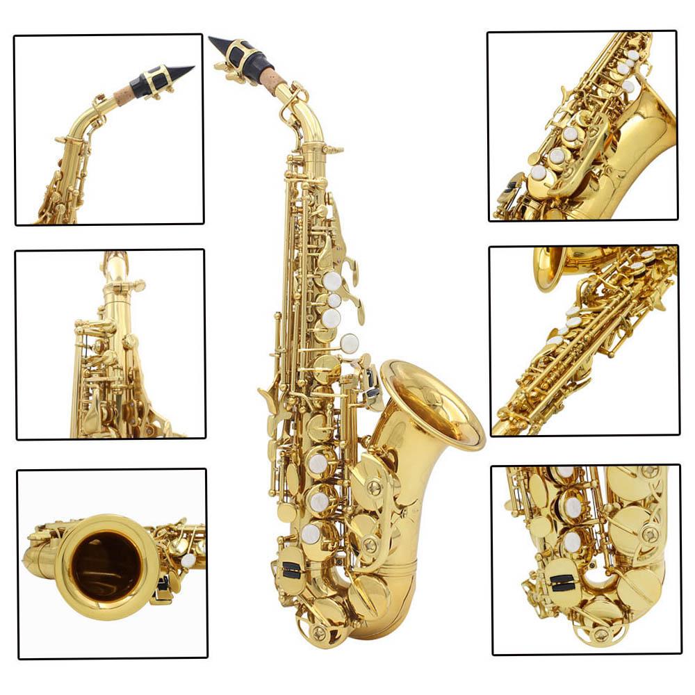 Brass Golden Carve Pattern Bb Bend Althorn Soprano Saxophone Sax Pearl White Shell Buttons Wind Instrument with Case