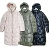 Export Exported To Russia Hooded Down Cotton Cold Protective Clothing Female Long Pure Color Minimalist Thickened Cotton Padded Coat Northeast Winter