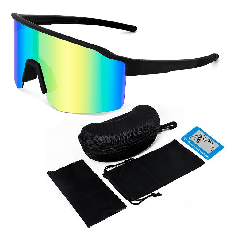 Cycling goggles for road and mountain bikes UV400Windproof outdoor sports cycling sunglasses Sand black frame+Real gol