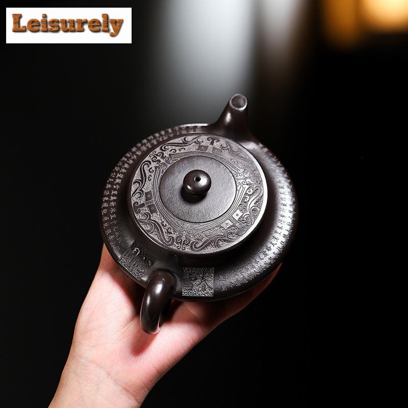 230 ml Yixing Fialové hliněné čajové konvice Umělci Ručně vyráběná konvička Raw Ore Dahongpao Konvice na redukci praženého bahna s infuzérem Čajová sada Zisha