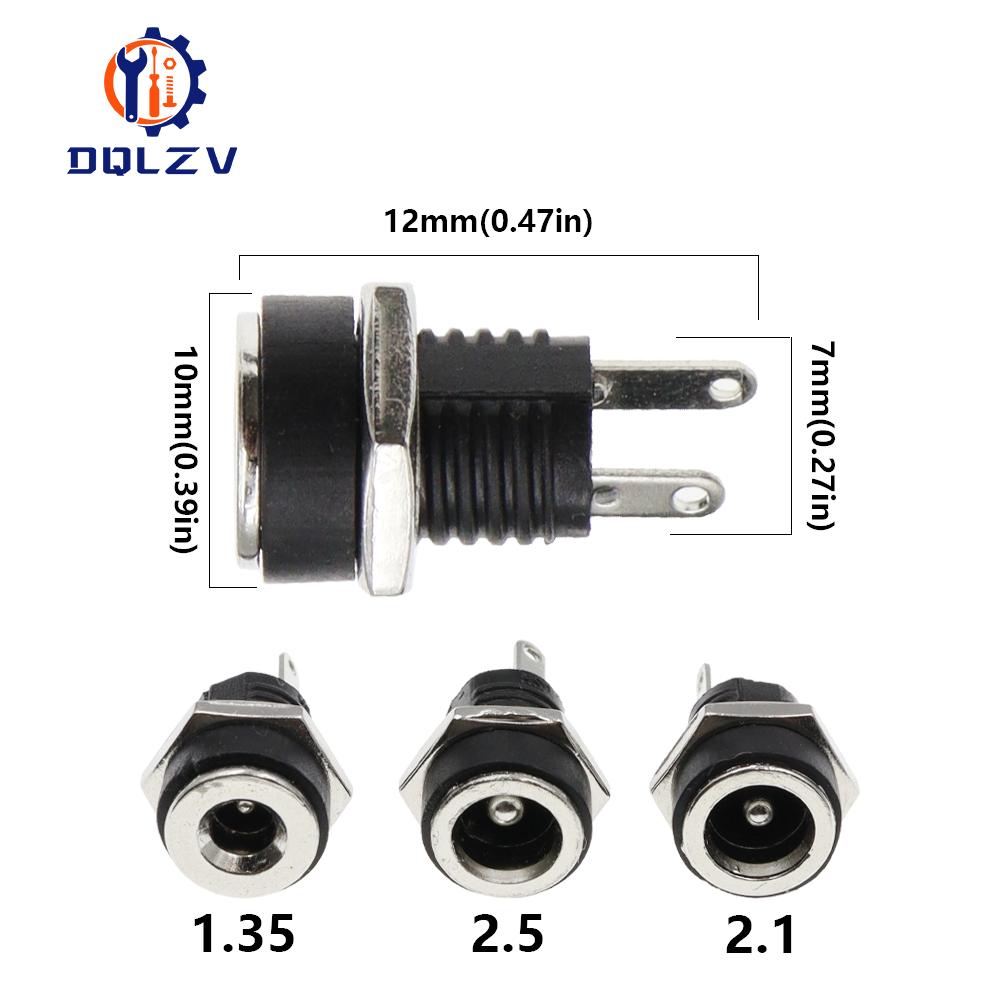5.5X2.1/5.5X2.5MM DC Power Jack Socket Supply Female Panel Mount Connector Plug Adapter 2 Terminal Type DC Connector 5.5*1.35