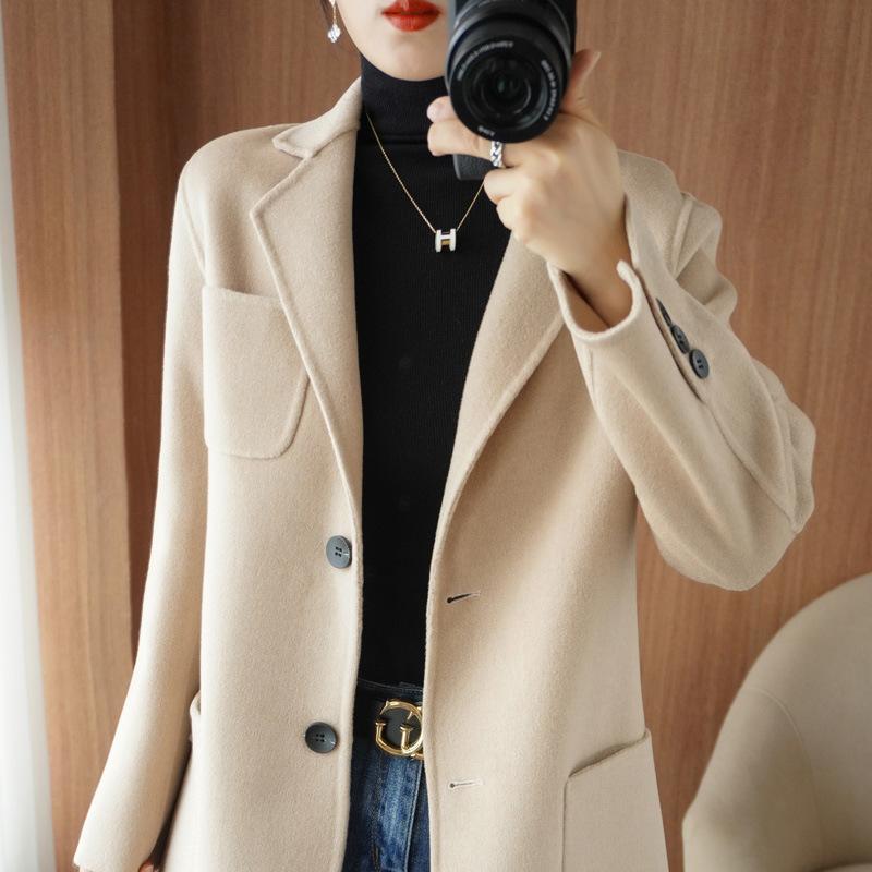 Autumn and Winter Double Sided Cashmere Coat Women's Wool Loose Jacket Small Suit Wool Short Coat Top