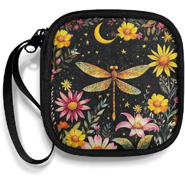 Mushrooms and Moon Carrying Earphone Case Pouch Storage Bag Holder-Earbud Case Headphones Storage Bag Pouch for Headphone, Bluetooth