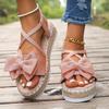 Fashion Women Sandals New 2025 Lightweight Sandals Fashion Beach Casual Sandals Outdoor Bow Tie Flat Home Shoes Women Zapatos De Mujer