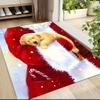Santa'S Lap Pup Carpet Rug Soft Washable Anti Slip Home Living Room Sofa Mats Personalized Christmas Rug